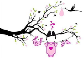 Love Birds Girl Baby Shower Edible Cake Image Topper for 8 Inch Round cake - $266.44 MXN