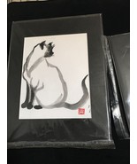Chinese Ink Wash Art Print Cat  11 x 14 Matted - £15.56 GBP