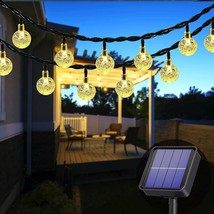 Solar String Lights Outdoor 60 LED 26FT Crystal Globe Lights 8 Modes Waterproof - £14.91 GBP