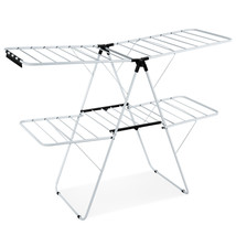 Costway 2-Level Clothes Drying Rack Foldable Airer w/ Height-Adjustable Gullwing - £90.90 GBP