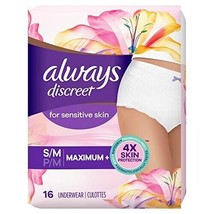 Always Discreet for Sensitive Skin Underwear 16 Count S/M - £15.44 GBP