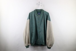 Vintage 90s Streetwear Mens XL Faded Color Block Denim Varsity Jacket Bo... - $98.95