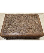 antique ornate hand carved wooden jewelry box - $2,787.49 MXN