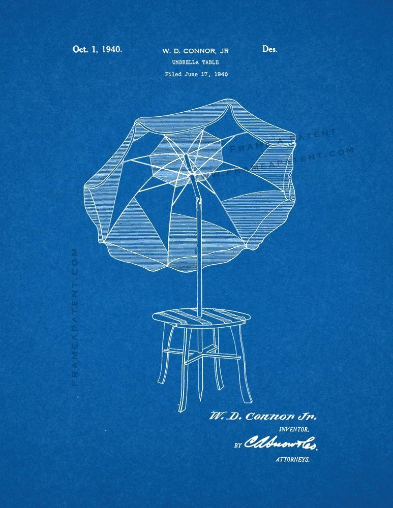 Umbrella Table Patent Print - Blueprint