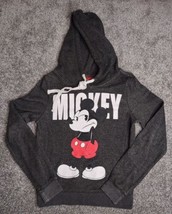 Mickey Mouse Hoodie Women Small Gray Pullover Light Sweatshirt 30s Old Grumpy - £12.76 GBP