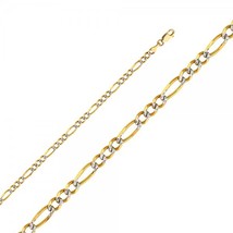 14K Two Tone Gold 4mm White Pave Figaro Chain - £247.69 GBP+
