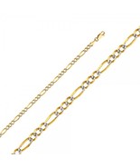 14K Two Tone Gold 4mm White Pave Figaro Chain - $679.51 CAD+