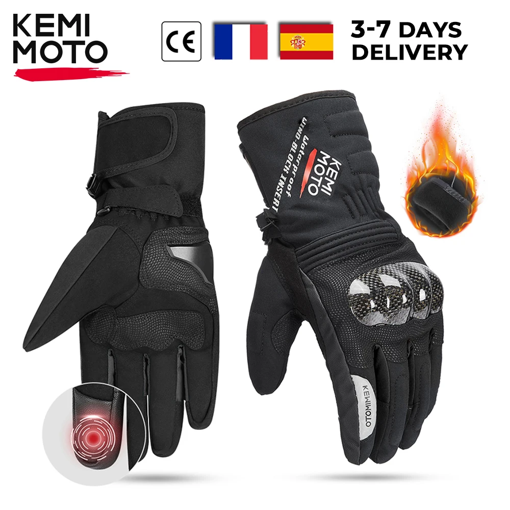 KEMIMOTO CE Motorcycle Gloves Winter Waterproof Warm Moto Guantes Touch Screen - £27.67 GBP+