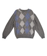 Jos A Bank Men&#39;s XL Gray Argyle Sweater, Lambs Wool Crew Neck Pullover P... - $37.05 CAD