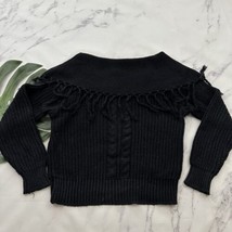 Fino Internationale Womens Vintage 90s Chunky Sweater Size L Black Fringe Cable - £27.36 GBP