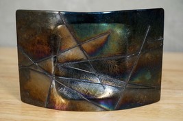 MODERN Artisan Studio Art Glass Dichroic Fused Candle Votive Holder Pedestal - £18.20 GBP