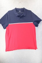 Old Navy Mens Active polo shirt Color Block Blue Red Buttons Size XL - £11.59 GBP