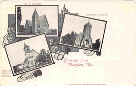 Greetings from Waupaca English Baptist ME Episcopal Churches Wisconsin p... - $7.87