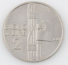 1924 ITALY 2 LIRE ITALIAN HIGH GRADE COIN - $166.69