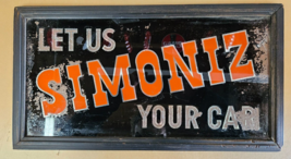 RARE 1930s Simoniz Car Wax Sign Reverse Painted glass Gas Station Advert... - $550.37