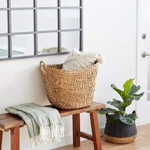 Deco 79 Brown 20&quot; X 18&quot; X 19&quot; Seagrass Rectangle Storage Basket With Ring - £40.39 GBP