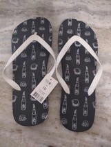 Chattiest Size 10 Foot Flip Flops Hamburger And Beer Black/White-NEW-SHI... - £14.92 GBP