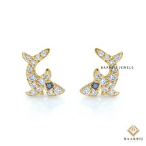 Dorothy Shark 14k Solid yellow gold earrings, lab grown diamond earrings... - $648.05 CAD