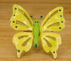 Vintage Hippie Costume Jewelry Bright Green Enamel Butterfly Insect Brooch Pin - £22.94 GBP