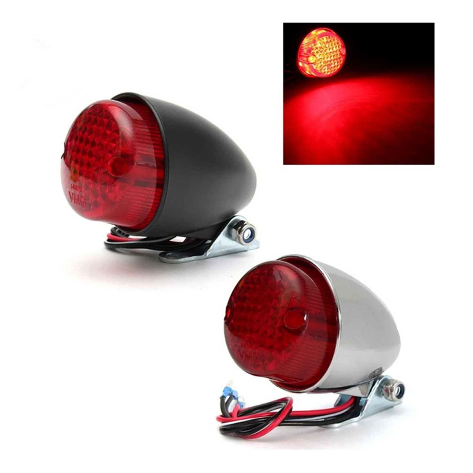 12V Motorcycle Rear Light LED Retro Metal Rear Brake Light For Cruise Prince Car - £18.15 GBP