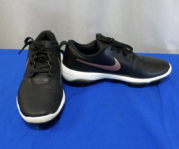 DESIGNER NIKE ATHLETIC SPORTS GOLF BLACK w/PURPLE SWOOSH CLEATS SHOES WO... - $29.69