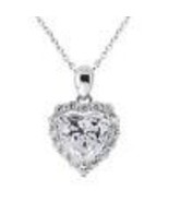 Summer Sale 2.45ct Heart Moissanite Halo Pendant Love Sterling Silver Fr... - £111.38 GBP