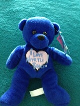 I love myrtle beach blue stuffed teddy bear dark turquoise cobalt blue 8&quot; - £15.97 GBP
