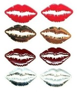 4 PIECE SET KISS LIPSTICK KISSING MOUTH WOMENS SEXY LIPS STUD EARRINGS R... - €5,16 EUR