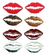 4 PIECE SET KISS LIPSTICK KISSING MOUTH WOMENS SEXY LIPS STUD EARRINGS R... - £4.64 GBP