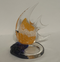 Party Lite Orange Tropical Angel Fish Blown Glass Tea Light Candle Holder - £11.94 GBP