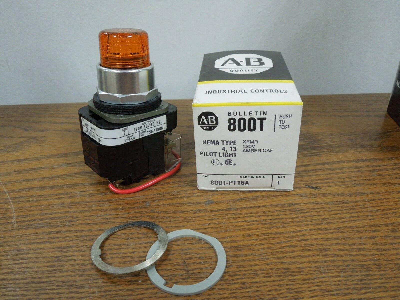 Allen-Bradley 800T-PT16A Push-To-Test Transformer Amber Pilot Light 120V... - $40.00