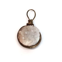 Estate Find Handmade Wire Wrapped Druzy Pendant for Necklace - £12.05 GBP