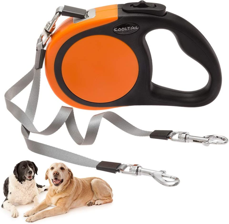 Dual Retractable Dog Leash - Walk 2 Dogs up to 110 Lbs - Heavy Duty Double Heade - $26.90