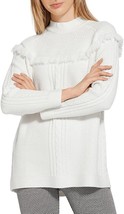 Lysse Womens Get Away Fringe Cable Knit Pullover Sweater White S  - $78.21