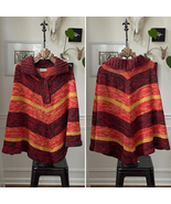 Vintage 70s Sweater Poncho Stripe Orange Yellow Red OSFM - €27,80 EUR