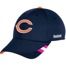 Chicago Bears NFL Reebok Pink Breast Cancer Coaches Hat Cap Adult Flex Fit S/M - £18.37 GBP