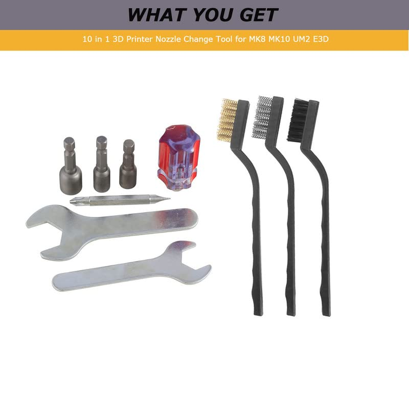 3D Printer Nozzle Change Tool for MK8 MK10 UM2 E3D, 7-In-1 Tool Kit with Copper  Item image 6