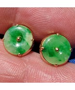 Earth mined Green Jadeite Jade Antique Deco Earrings Victorian Studs 18k... - $6,645.25