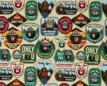 Cotton Smokey The Bear Ranger Words Cream Fabric Print by Yard D787.13 - £11.92 GBP