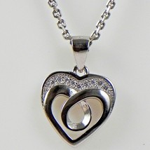 925 Sterling Silver Cubic Zirconia Heart Shape Pendant Necklace Women Party Wear - £15.84 GBP+