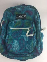 Trans by Jansport Backpack Teal Blue w/ Paisley Pattern Padded Straps - $15.30