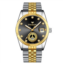 Middle-Aged Gold Watch Men&#39;s Quartz Watch Dad Grandeur Design Waterproof Electro - £24.09 GBP