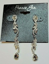 Franco Gia Silver Plated Earrings Special Occasion Dangle C Z's Stud Vine #22 - $24.02