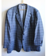 Coppley Black Label 53 Blue Gray Plaid Silk Wool Two-Button Blazer Jacket - £31.26 GBP