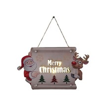Christmas Door Signs Wooden Glowing Hanging Ornaments Xmas Party Decor - £17.60 GBP