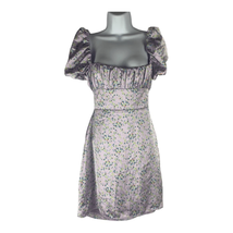 Zara Women&#39;s Lace Up Back Satin Floral Print Mini Dress Size Large - £32.36 GBP
