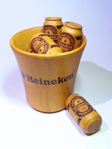 Heineken Wooden Decorative Mini Beer Can Set (6pcs) w/ Beer Bucket - £35.36 GBP