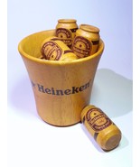 Heineken Wooden Decorative Mini Beer Can Set (6pcs) w/ Beer Bucket - £35.10 GBP