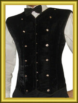 New Fashion Full vest Men corset  Steel Boned High Durable Black Velvet corset - £76.39 GBP