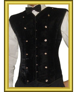 New Fashion Full vest Men corset  Steel Boned High Durable Black Velvet ... - £74.26 GBP